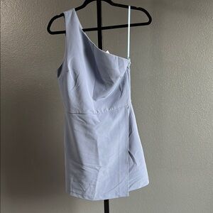 Elegant One-Shoulder Blue Dress